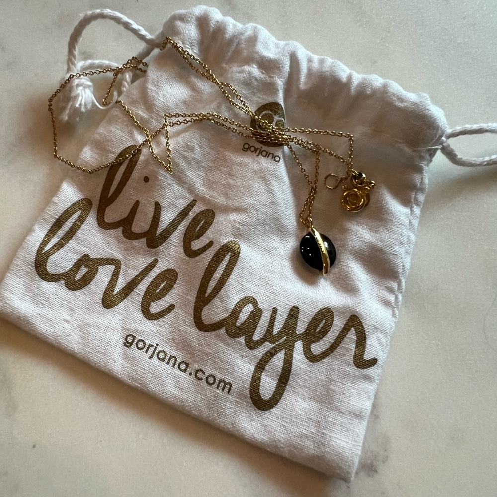 Gorjana - black and gold circle necklace, adjustable